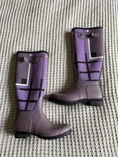 Hunter Tall Purple Tartan Plaid Preppy Rain Boots size 8