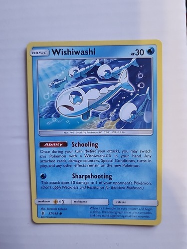 Wishiwashi 37/145 Sun & Moon Guardians Rising Pokemon Card From 2017 - Picture 1 of 5