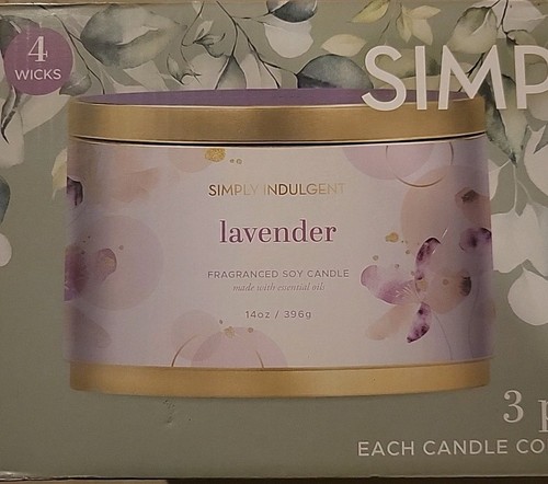 Simply Indulgent Candle Set Of 3 NOB Lavender Eucalyptus Cherry Blossom M33A - Picture 5 of 7