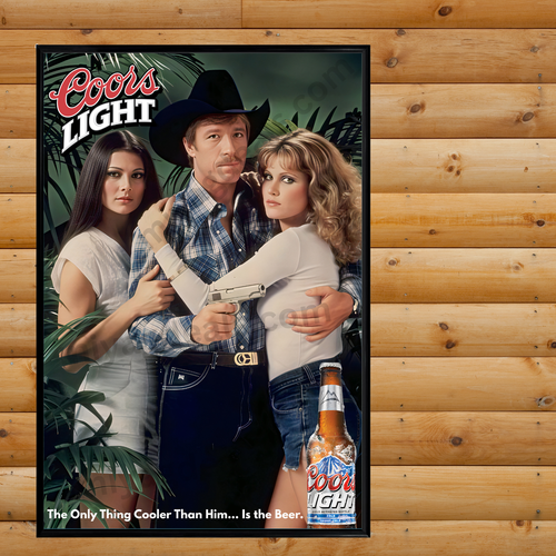 Coors Light Bier Chuck Norris Poster 16x24 Vintage Retro 80er Stil Bar Deko - Bild 1 von 3