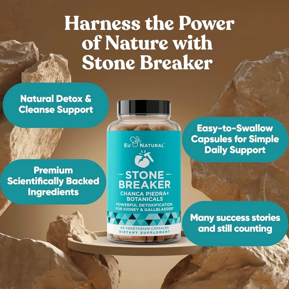 Rompepiedras naturales UE Chanca Piedra Limpieza de Riñón 60 Cápsulas Blandas Vegetarianas Foto 3 de 4