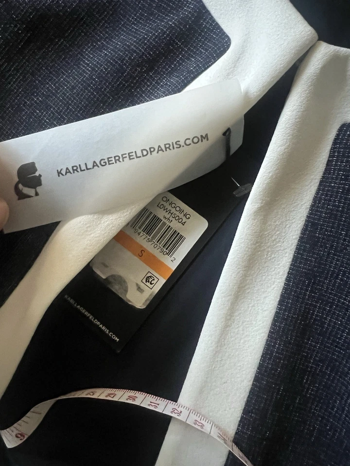 Blazer feminino Karl Lagerfeld Paris frente aberta comprimento médio com botões de pérola tamanho P - Imagem 4 de 4