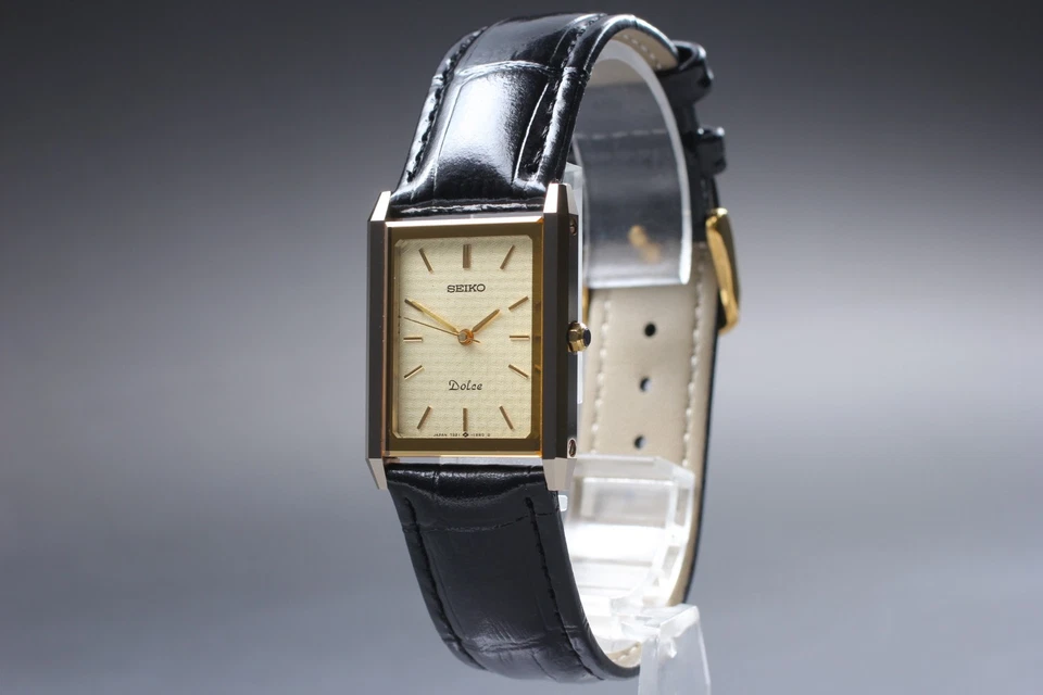 1987 [Casi Como Nuevo] Reloj Seiko Dolce 7321-6170 Oro Tungsteno Cuarzo Hombre JAPÓN Foto 3 de 4