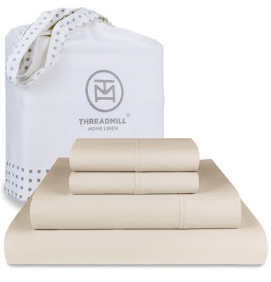 Threadmill 100% Cotton Sheets for King Size Bed | 4 Pc King Bed Sheets Set | ...
