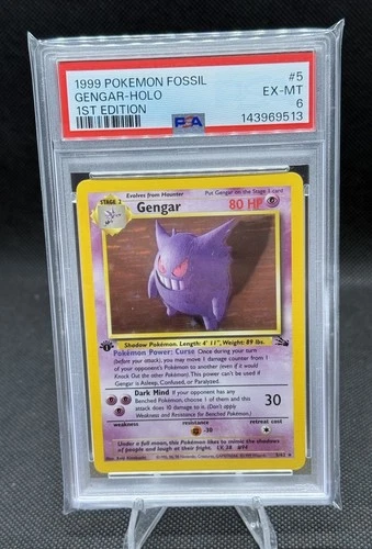 1999 POKEMON FOSSIL 1ST ED #5 GENGAR-HOLO PSA 6