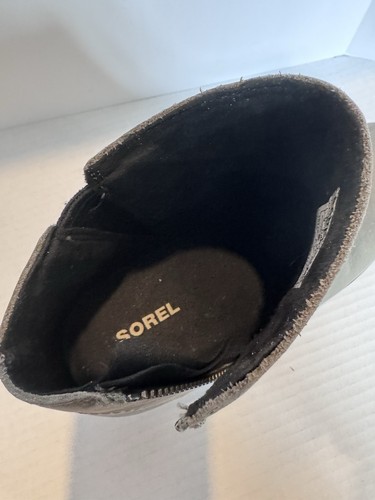 SOREL Joan Of Arctic Wedge II Quarry Gray Leather Waterproof Zip Booties Size 9 - Picture 16 of 21