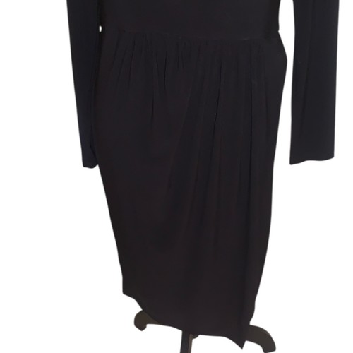 Donna Karan New York Cocktail Old Money Black Faux Wrap Metal Embellished Dress - Picture 3 of 11