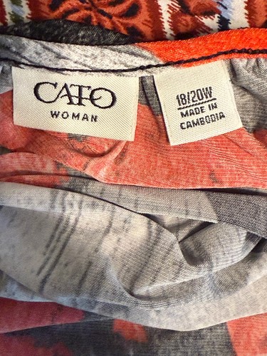 CATO WOMEN'S MAXI HIGH-LOW DRESS. SIZE: 18/20W SLEEVELESS ABSTRACT ROUND NECK - Picture 2 of 6