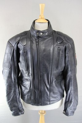 DYNAMIC LEDER SCHWARZ RINDSLEDER BIKER JACKE MIT ABNEHMBAREM KNOX CE RÜSTUNG 42 INCH