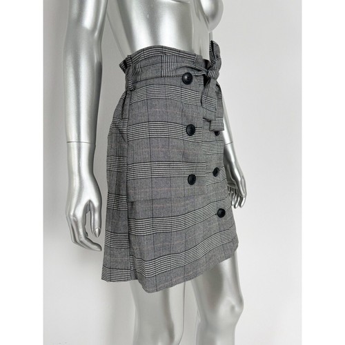 Zara Rock Damen XS Academia kariert Knopfleiste hoher Bund grau - Bild 4 von 11