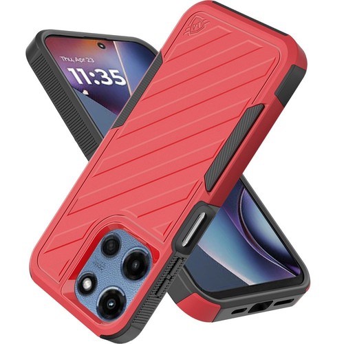 Military Grade Noble Hybrid Armor Case for Motorola Moto G 2025 - Red - Foto 7 di 7