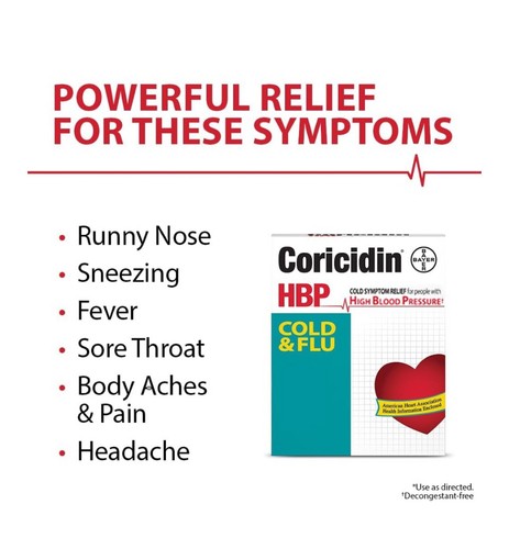 Coricidin HBP Cold & Flu (20 Tablets)  325 mg Acetaminophen - Picture 3 of 5