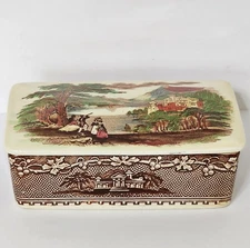 Antique Royal Staffordshire Pottery England JENNY LIND 1795 Trinket Box Dish CMS
