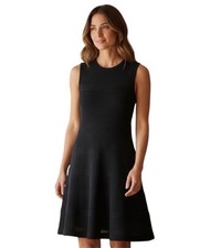 Vince Camuto Little Black Fit & Flare Sz XS Mesh Ribbed Sleeveless Dress