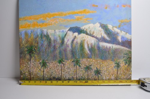 Palm Springs Art Painting Mt. San Jacinto Palm Trees Windmills Oil Canvas - Picture 2 of 15