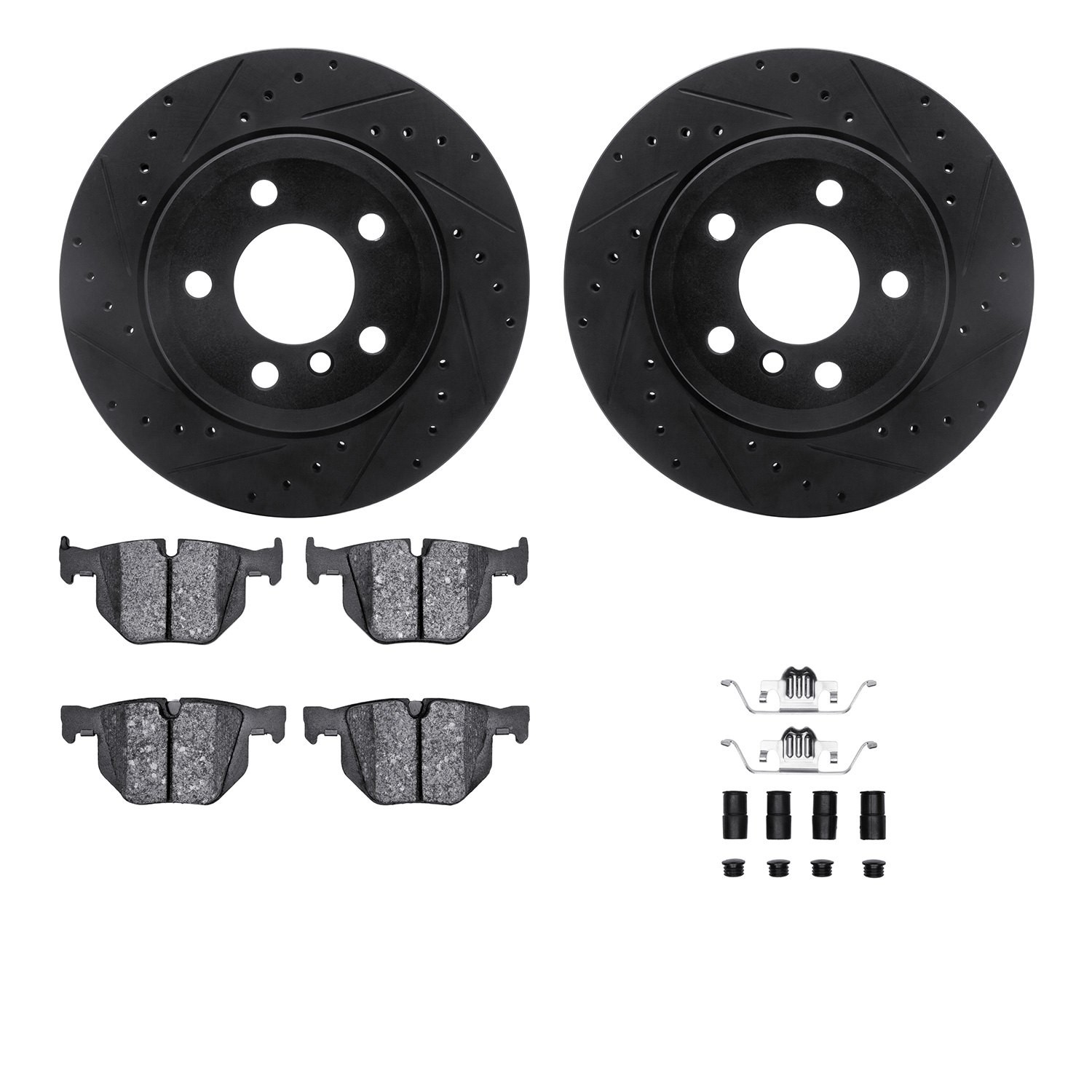 For BMW X5 07-18 eLINE Series Drilled & Slotted Rear Brake Kit w Ceramic Pads