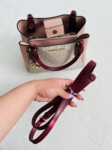 Michael Kors Kimberly MK Signature Leather Small Satchel Handbag Crossbody Bag - Picture 11 of 13