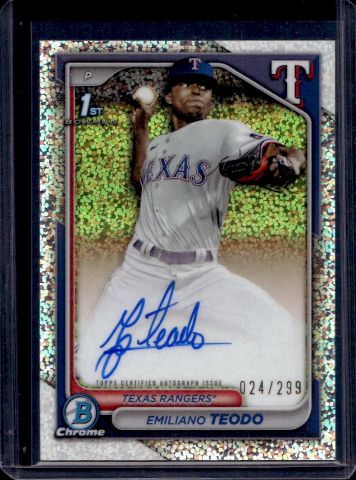 2024 Bowman Chrome Emiliano Teodo Auto Speckle Refractor 1st #24/299
