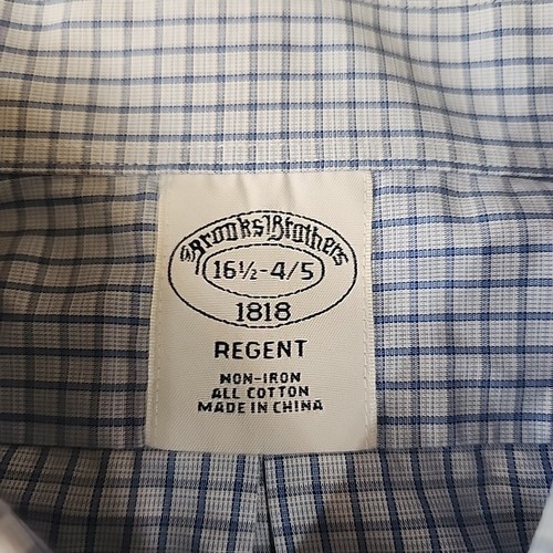 Brooks Brothers Regent Dress Shirt Adult 16 1/2 -4/5 Non Iron Blue Windowpane - Bild 4 von 9