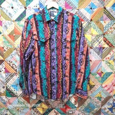 Vintage 90s Wrangler Aztec Western Shirt Mens 17x36 Made in USA Bronco Geometric