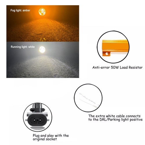 Amber LED Front Fog Lamps W/White Running Light for Toyota Camry 2.2 2000-2002 - Picture 6 of 7