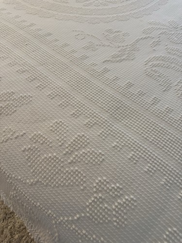 Colcha clásica vintage Bates Chenille Hobnail completa con flecos 84 x 106 marfil blanco - Imagen 12 de 21