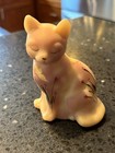 Fenton Hand Painted Burmese Sitting Cat With Uranium Glow And Signature
