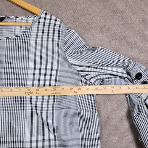 ALI MILES Top Damen 1X Tunika schwarz weiß kariert Schlagärmel Bluse - Bild 6 von 9