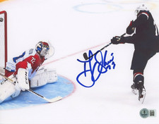 T.J. Oshie Signed 8x10 Picture Photo Beckett BAS COA NHL Team USA Winning Goal