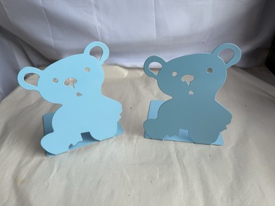 Pair of Cute Blue Metal Bookends Children's Room Sturdy koala bear