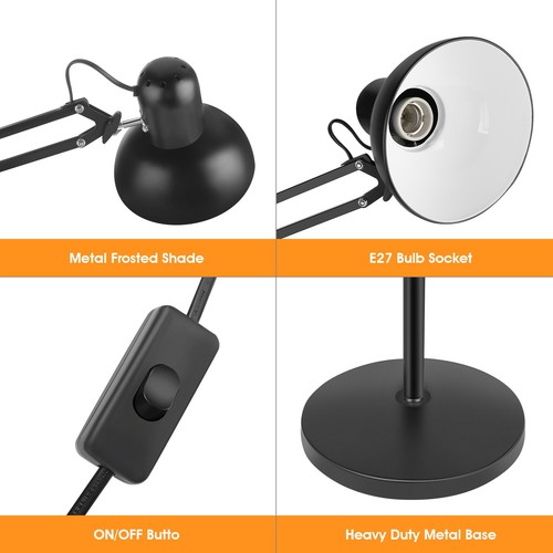 Stehleuchte schwarz E27 Stehlampe wohnzimmer Deckenfluter Standleuchte Leselampe - Bild 12 von 13