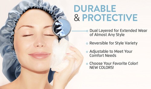 Satin Bonnet, Double-Layered and Adjustable Satin Sleep Cap, Extra Large, Rev... - Bild 3 von 6