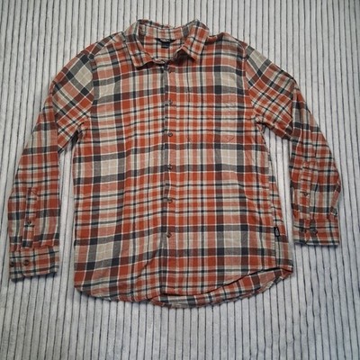Eddie Bauer Mens 100% Cotton Orange Easy Care Warm Brushed Twill Flannel Shirt