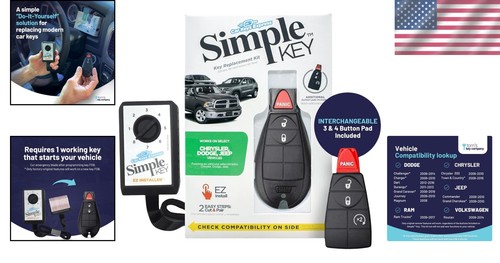 Key Fob Replacement Kit with Interchangeable Keypads for Chrysler & VW Vehicles - Picture 2 of 9