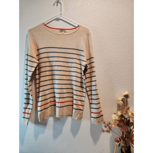 Wanko Silk Blend Striped Sweater Beige Red Navy Knit Nautical Top S / M - Picture 2 of 5