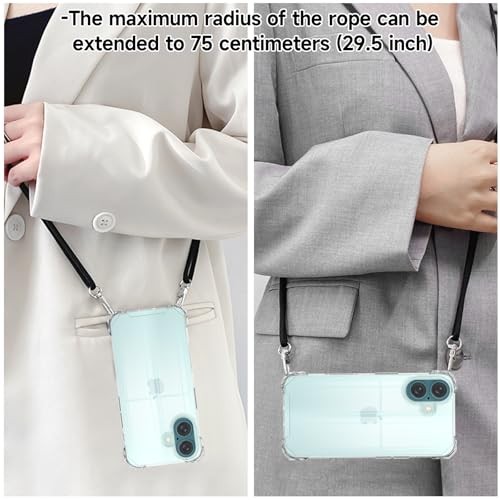 Strap Case Crossbody Rope, Anti-Shock Cell Cover with for iPhone 16 clear - Picture 8 of 8