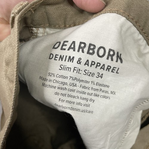 Dearborn Denim Jeans Herren 34 (Act. 35x31) Slim Fit Straight Stretch Hellbraun Khaki Neu mit Etikett - Bild 6 von 9