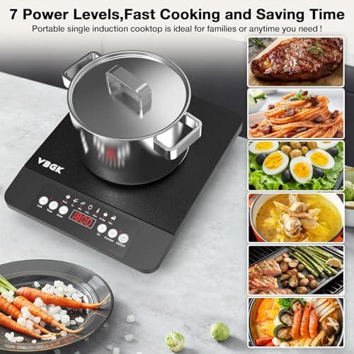 VBGK Single Burner Induction Cooktop,1800W Portable Induction Cooktop,110V Hot 7 - Picture 4 of 12