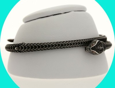 Gucci Ruby Garden Snake Bangle Hinged Bracelet 925 Sterling Silver
