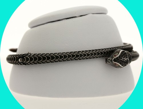 Gucci Ruby Garden Snake Bangle Hinged Bracelet 925 Sterling Silver - Picture 1 of 7