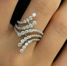 3 Ct Round Cut VVS1 Moissanite Engagement Wedding Ring 14k White Gold Plated