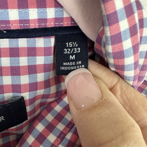 Camisa Tommy Hilfiger Para Hombre M 32/33, 15 1/2 Cuello Calce Ajustado Manga Larga Cuadros Rojos - Imagen 7 de 16