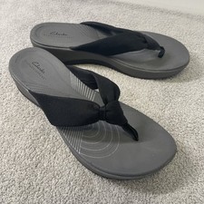 Clarks Sandals Women's Size 10M Black Arla Glison Cloudsteppers Thongs Slip Ons
