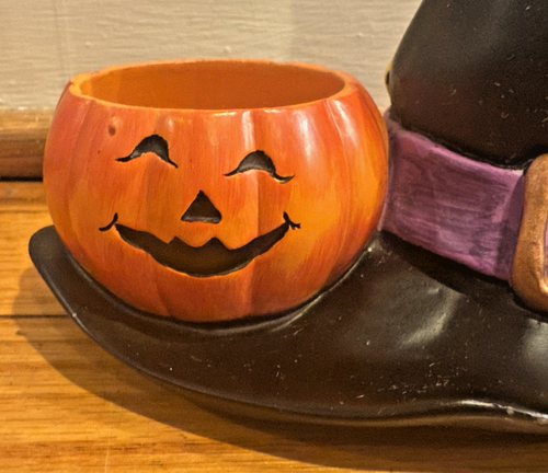 Rare Yankee Candle Halloween Witches Hat with pumpkin Tart Burner/Warmer 9" tall - Picture 2 of 11