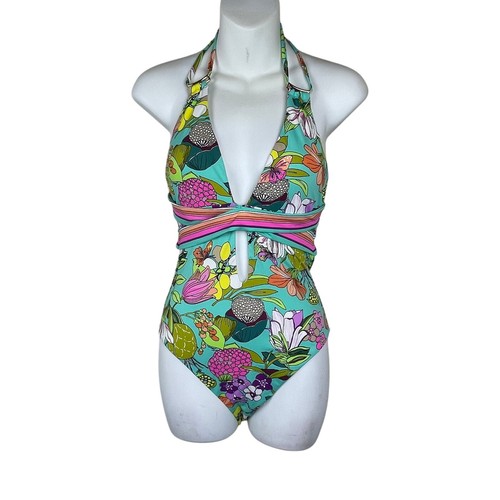 Costume da bagno Trina Turk donna taglia 6 Key West Botanical Plunge pezzo unico - Foto 4 di 11