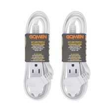 6 Feet Indoor Extension Cord with 3 Outlets, AWG 6ft, 2 pack White Style 1