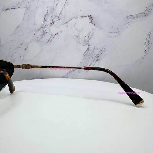 New MIU MIU Sunglasses Runway Hexagon Geometric Gold Metal Logo Womens - Picture 20 of 21