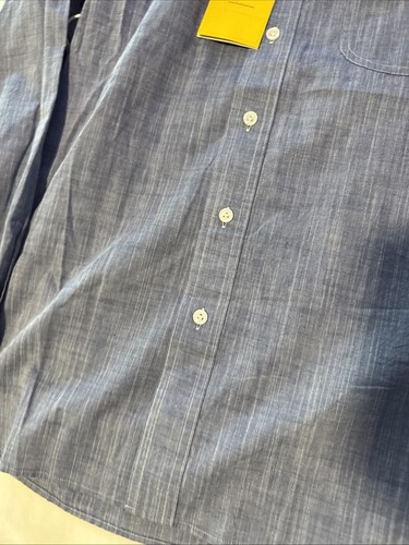 Camicia uomo testa d'anatra vintage blu manica lunga taglia media con bottoni nuova con etichetta - Foto 3 di 10