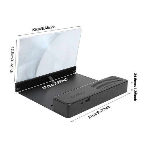 (Black)Mobile Phone Screen Magnifier 26X 10 Inch Portable Screen Amplifier Eye - Photo 6 sur 12