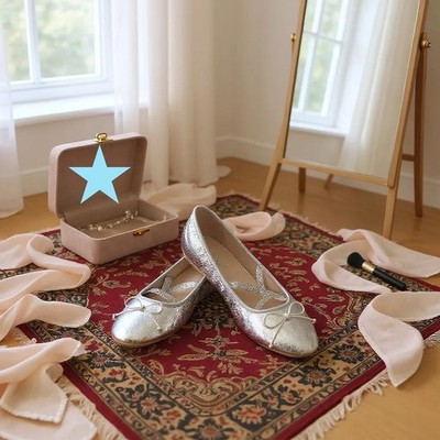Nina Evening Zavana Silver Metallic Ballet Flats Shows Women's Size 6 M NEW NWOB